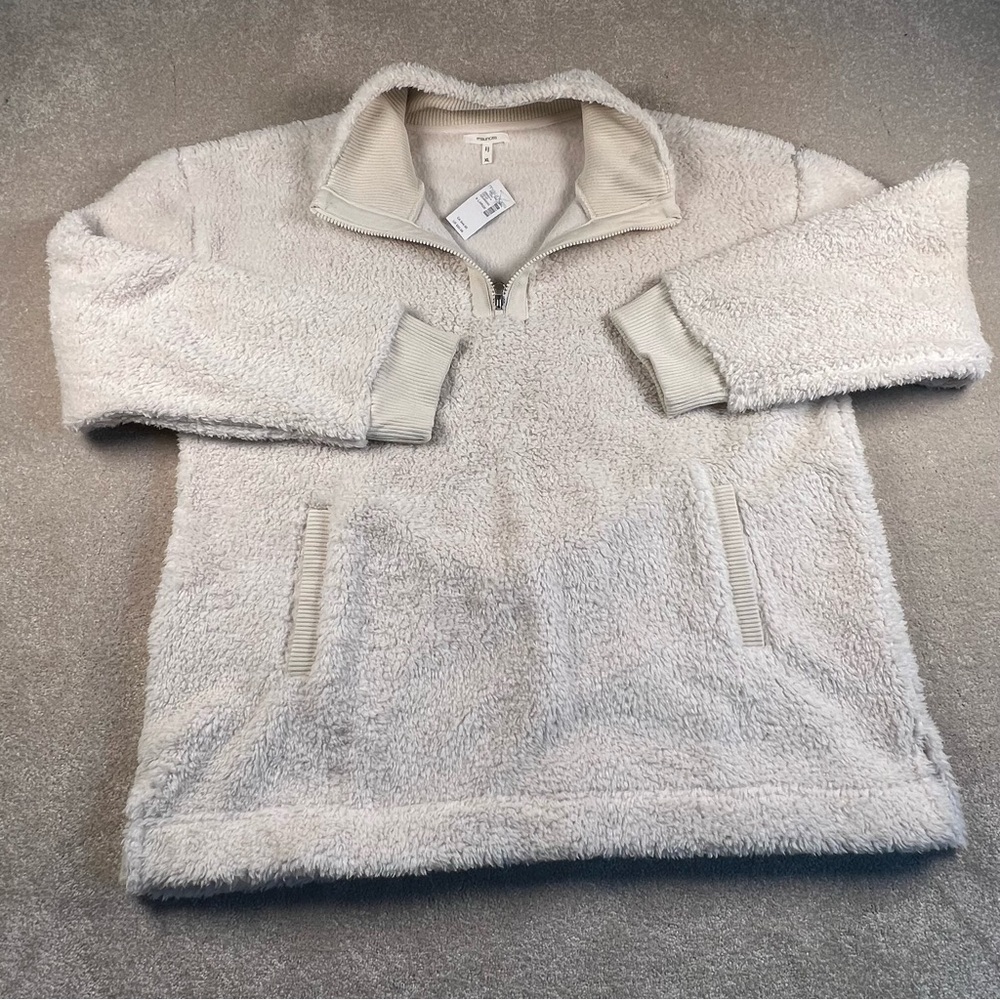 Maurices Sherpa Sweater Sweatshirt Quarter Zip NWT Cream‎ Women's XL